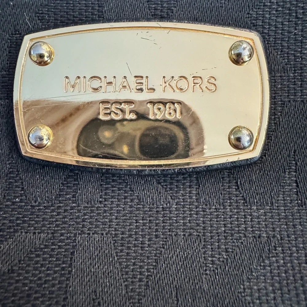 Michael Kors Jet Set Black Logo Canvas Wristlet Small